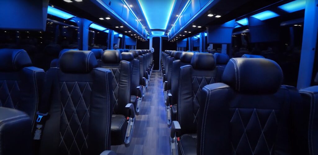 inside charter bus